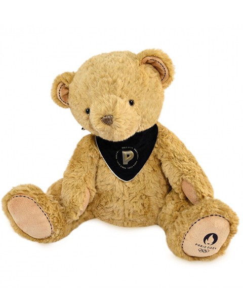 Ours en peluche marron Paris 2024 - avec bandana noir-JO2452-1.jpg