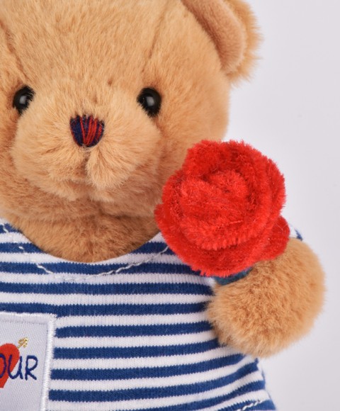 Peluche Ours porte cle avec rose - 15 cm.jpg