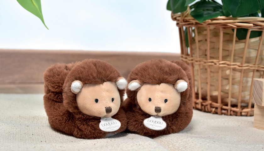 chaussons bébé hérisson marron