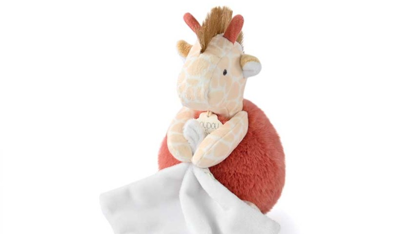 Peluche Girafe avec doudou mouchoir - 15 cm