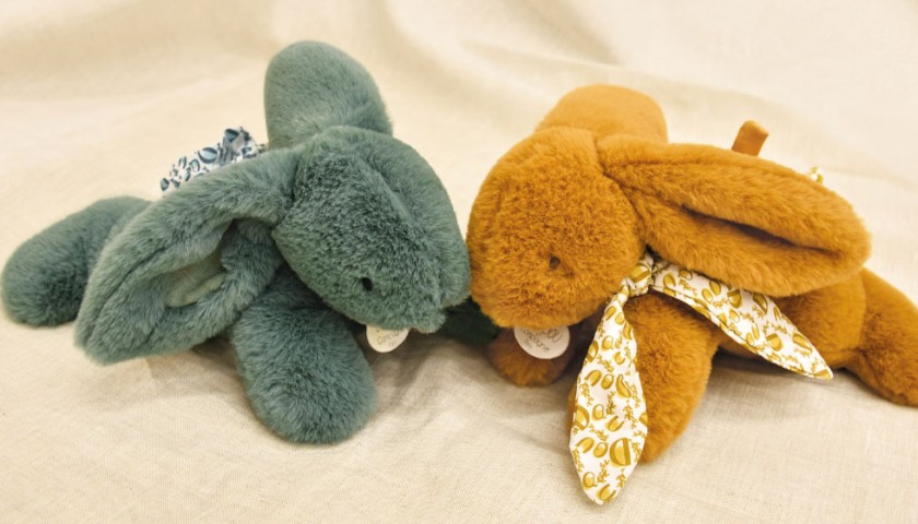 Lapin DOUDOU® Jaune moutarde - Peluche lapin - 25 cm