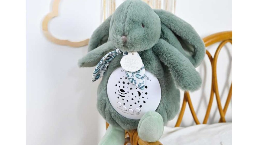 Veilleuse Lapin Musicale Projection mur avec chansons Douces - Vert sauge