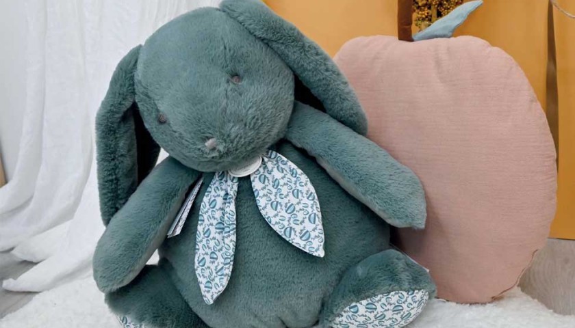 Grand doudou lapin blanc foulard