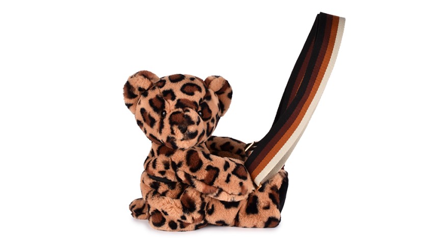 Sac Doudou bandoulière - Ours en peluche Léopard- 30 cm