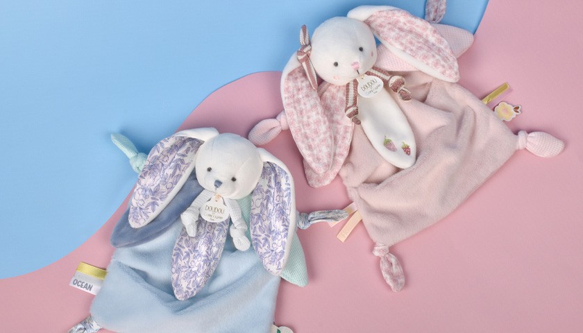 Doudou lapin Vanille Fraise - 25 cm