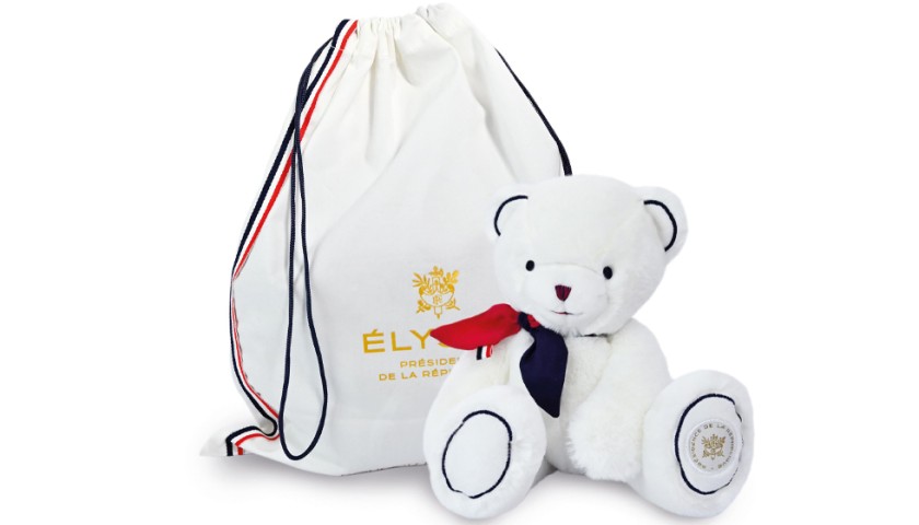 Peluche ours blanc fabriqué en France - L'Ours Élysée - 30 cm