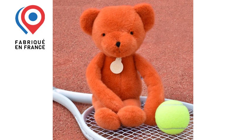 Ours en peluche Orange Terracotta - Roland Garros- 40 cm