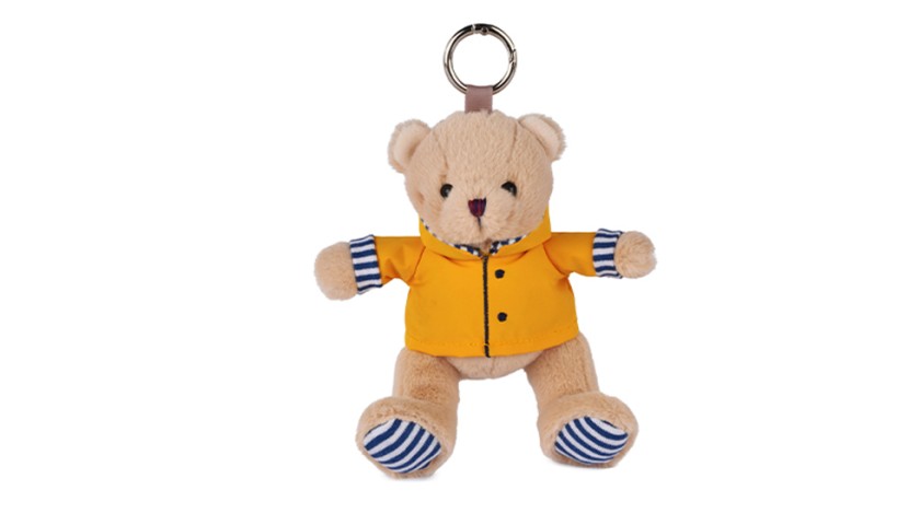 Peluche porte-clé Ours Marin avec ciré jaune - 15 cm