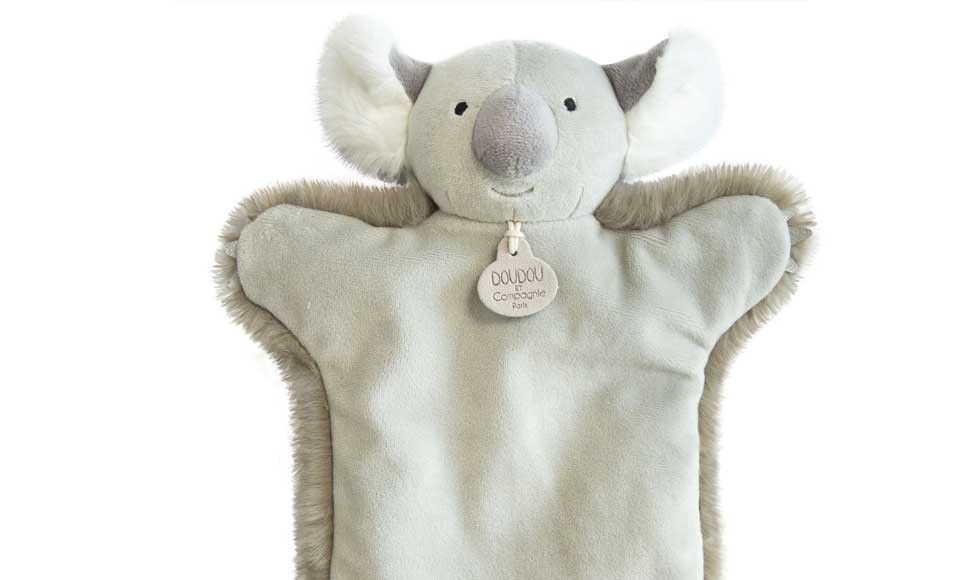 doudou marionnette koala gris en peluche