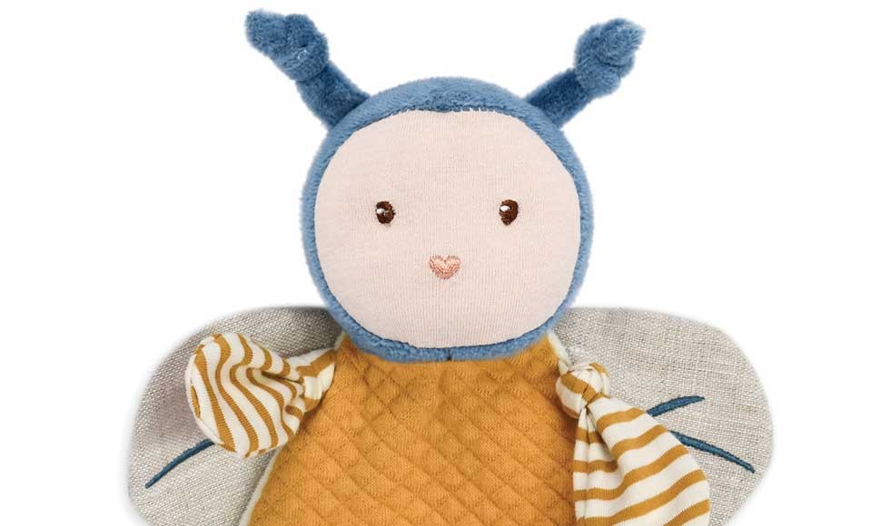 doudou attache tétine abeille avec lange pour accrocher la tétine