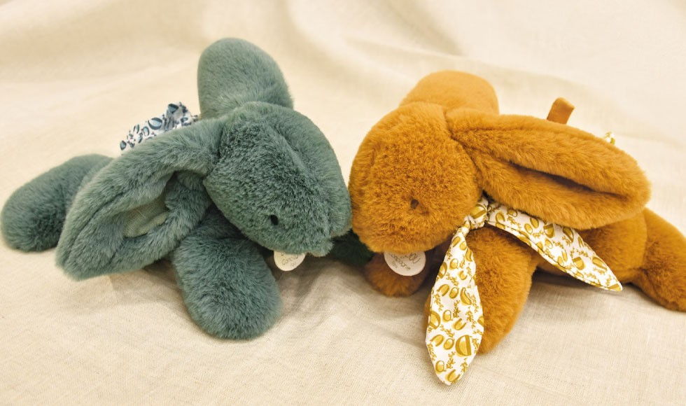 Lapin DOUDOU® Jaune moutarde - Peluche lapin - 25 cm