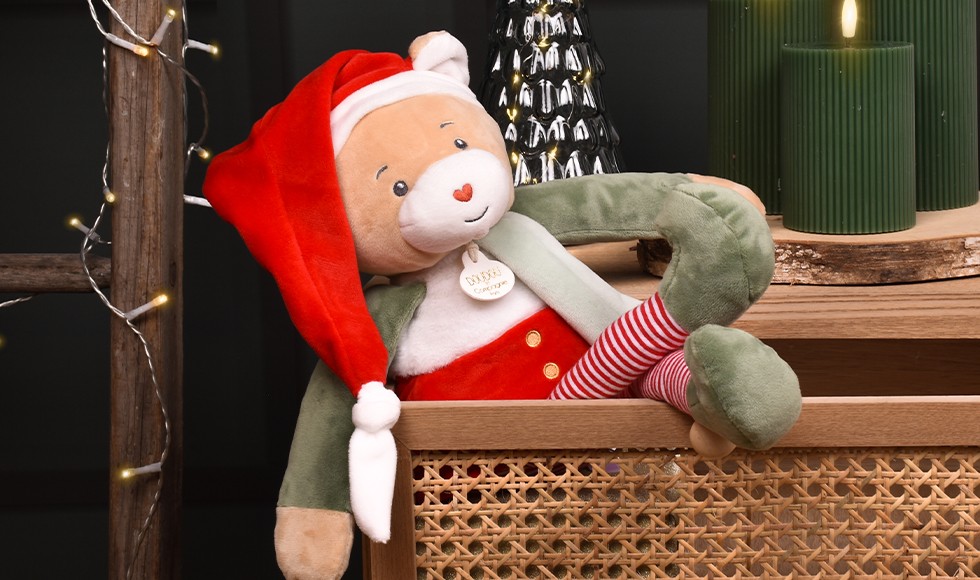 Grand doudou Farceur Cannelle bonnet noël