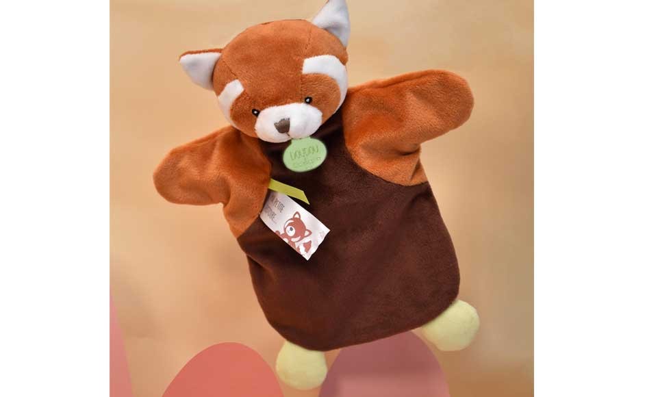 marionnette à main panda roux et marron