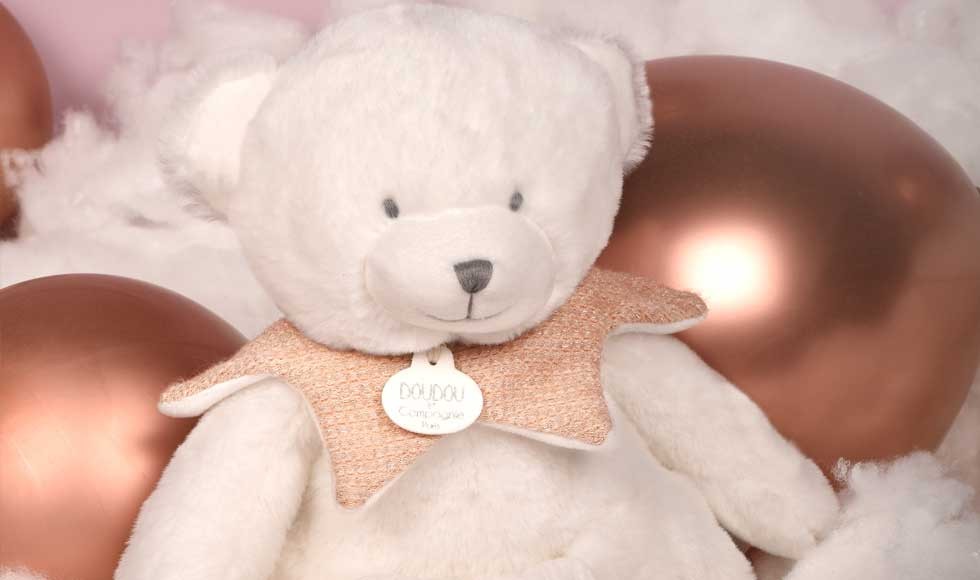 Doudou mouchoir ours Rose - 30 cm