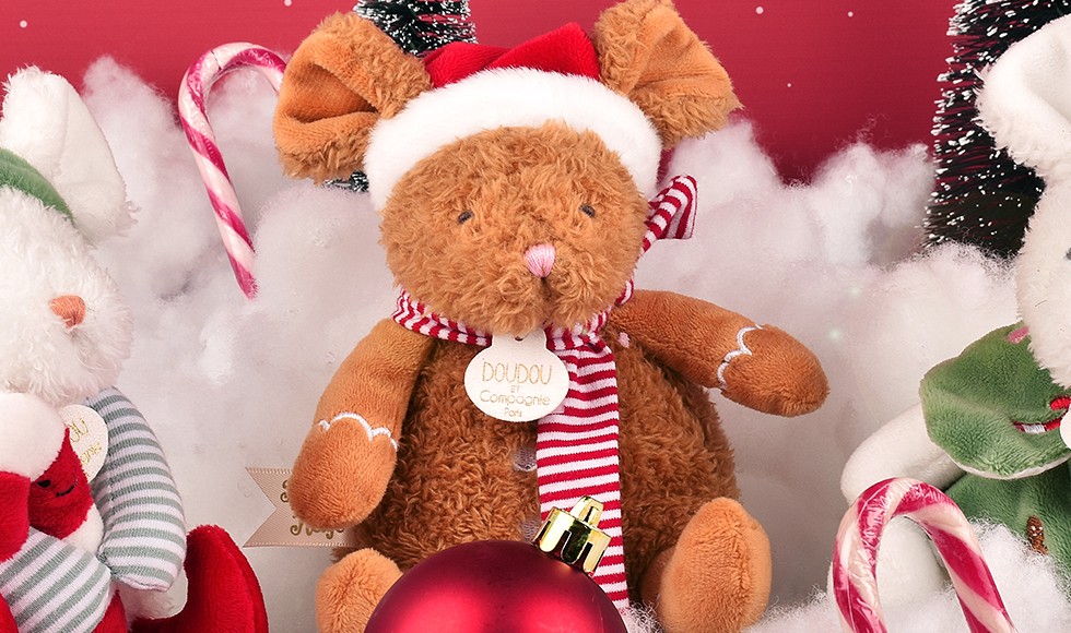 Souris Boule de Neige Pain d'épices - 15 cm