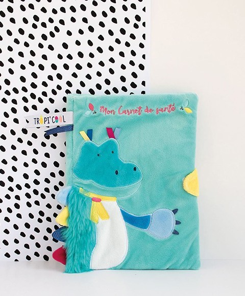 protège carnet de santé crocodile vert