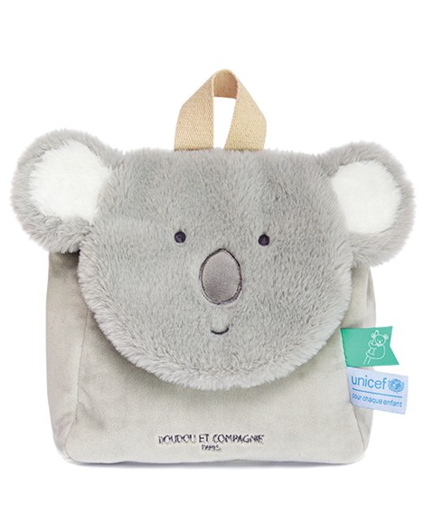 sac à dos en peluche forme koala gris