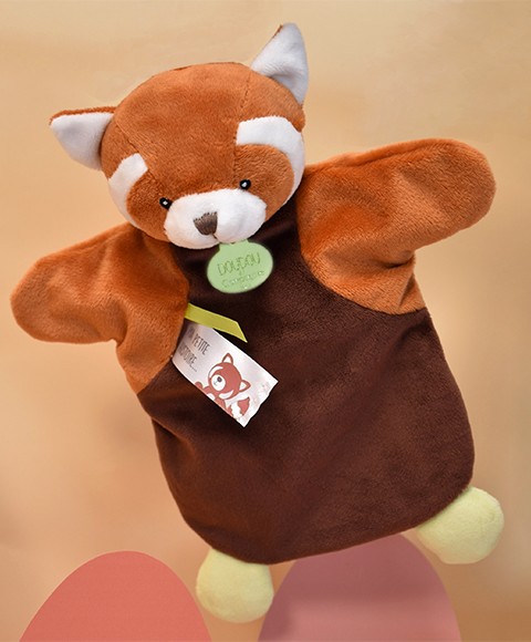 marionnette à main panda roux et marron