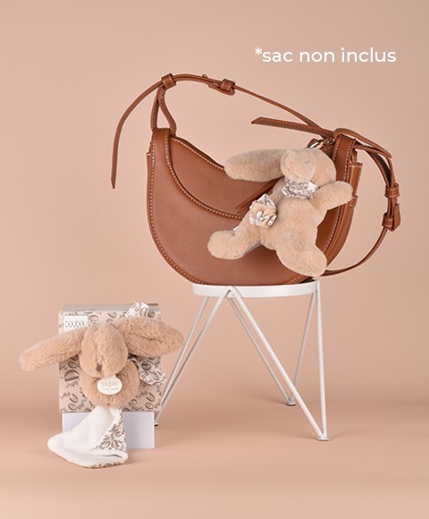 Duo Maman & Bébé - Porte-clés et Peluche Lapin Beige