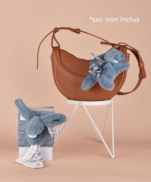 Duo Maman & Bébé - Porte-clés et Peluche Lapin Bleu