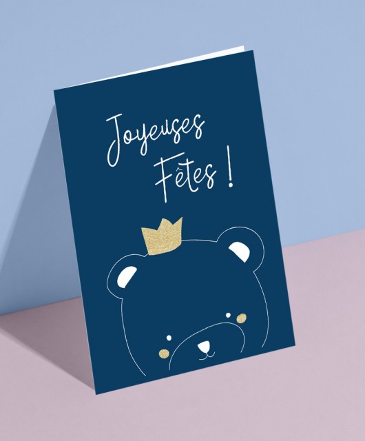 Doudou Carte de voeux Ours "Joyeuses Fêtes"