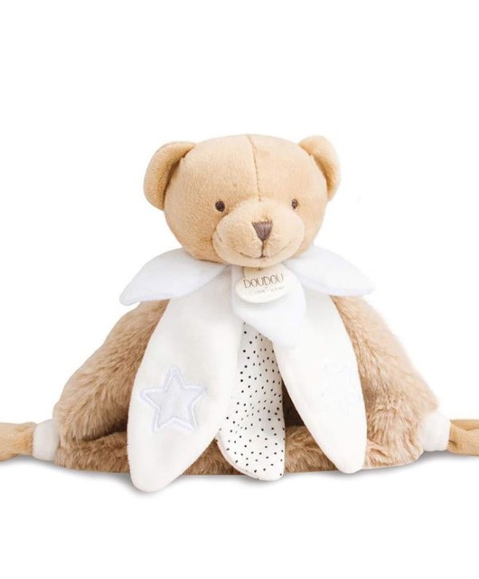 doudou plat tête d'ours avec pétales blanc crée pour Unicef