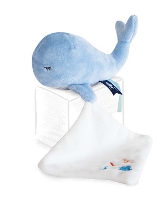 Baleine doudou bebe bleue - 15 cm