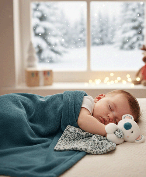 coffret plaid bébé vert + doudou koala blanc