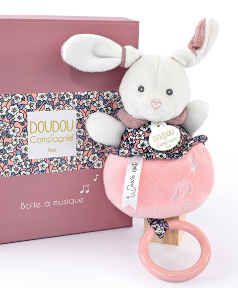 Boîte à musique lapin rose boh'aime - Doudou et compagnie - DC4028
