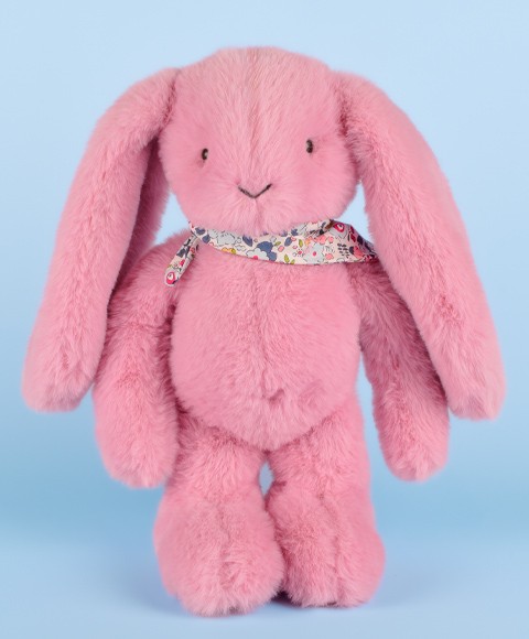 peluche lapin rose debout