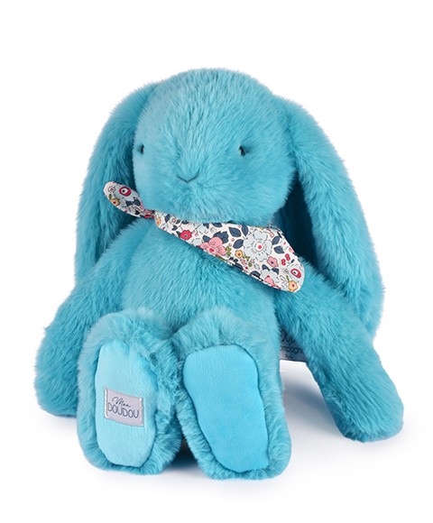 Lapin en peluche grandes oreilles 35cm bleu turquoise