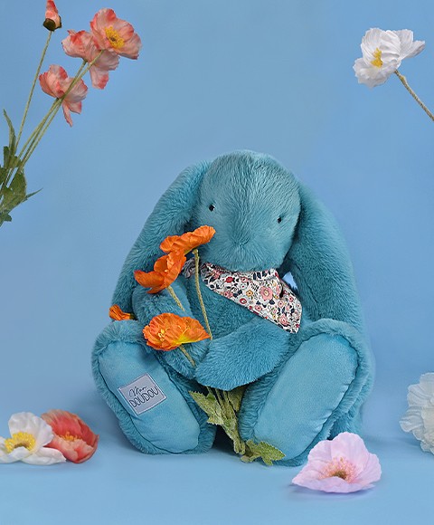 peluche lapin xxl turquoise 50cm