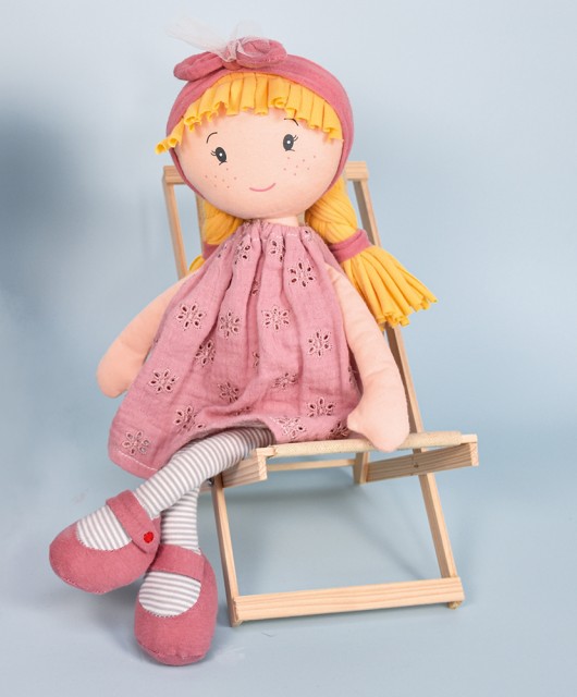 Jolijou-Doudou poupée chiffon fille violet-16 cm