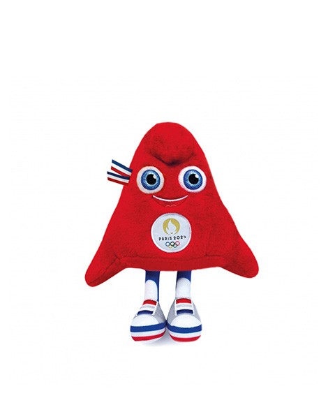 Peluche Mascotte Officielle Jeux Olympiques Paris 2024, 23 cm, bonnet phrygien, JO2408, rouge, Doudou et Compagnie