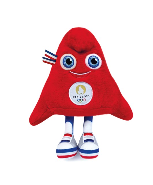 Peluche Mascotte Officielle Jeux Olympiques Paris 2024, 23 cm, bonnet phrygien, JO2408, rouge, Doudou et Compagnie