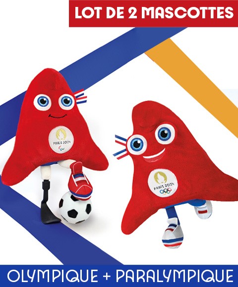 Duo de peluches mascottes Olympique et mascotte Paralympique JO paris 2024 - 23 CM