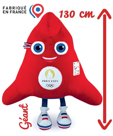 Bonnet Pompon Mascotte JO Paris 2024 - Rouge - Enfant