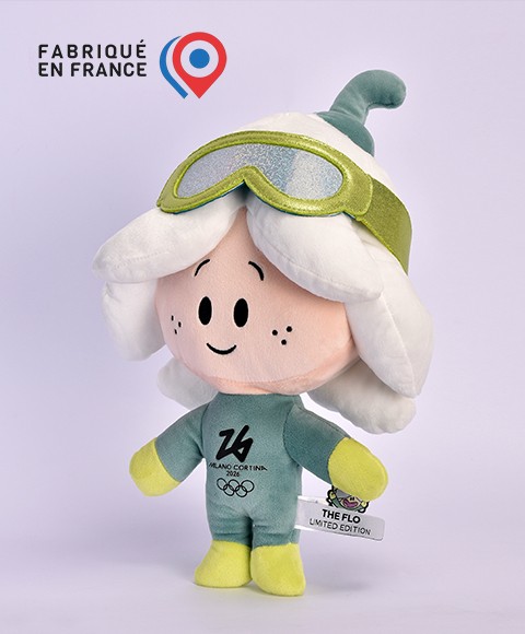 Peluche Mascotte SPORT FLO - Jeux Olympiques Milano-Cortina 2026 fabriquée en France - Edition limitée - 30 cm