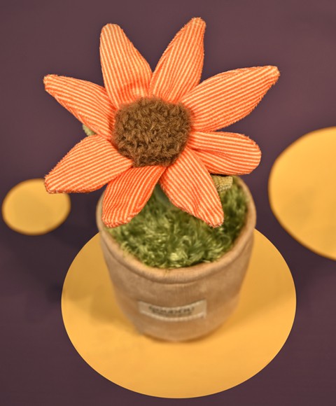 Peluche fleur orange - 9 cm- Botanique