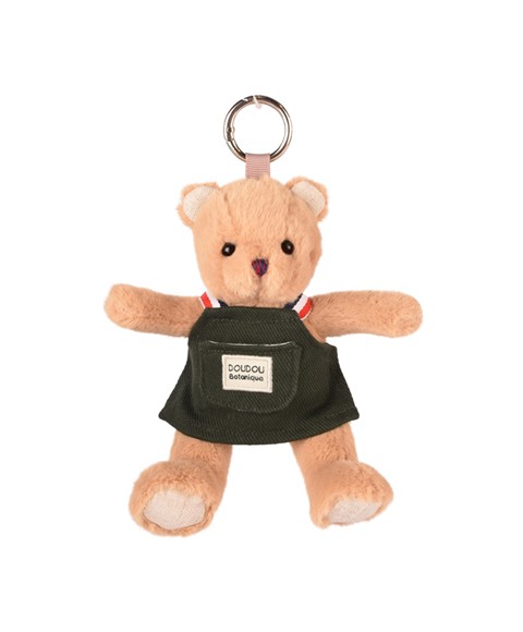 Porte cle - Peluche Ours jardinier avec tablier vert