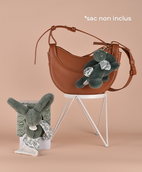 Duo Maman & Bébé - Porte-clés et Peluche Lapin Vert