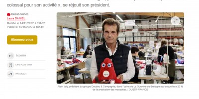 Alain Joly PDG du groupe Doudou et Compagnie dans son usine de la Guerche de Bretagne