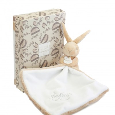 Lapin DOUDOU® - Doudou Lapin mouchoir- 10 cm - Beige