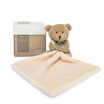 Doudou ours mouchoir - 10 cm - Boite fleur