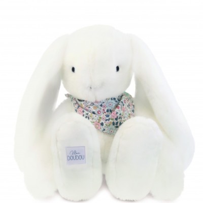 Peluche lapin Blanc XXL - Lapin Fleurette 50 cm