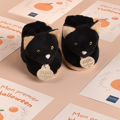 Chaussons bébé Chat noir - 0-6 mois