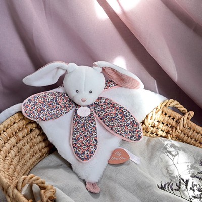 Doudou LAPIN blanc avec pétales - BOH'AIME -