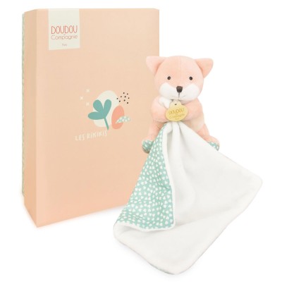 Doudou mouchoir renard orange - 11 cm