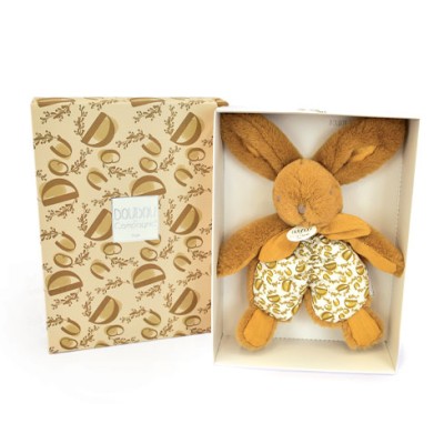 Doudou Lapin En Peluche Avec Foulard En Lin - Super Doux, Lavable, Garanti Perdu