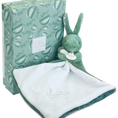 Lapin DOUDOU® - Doudou Lapin mouchoir- 10 cm - Vert